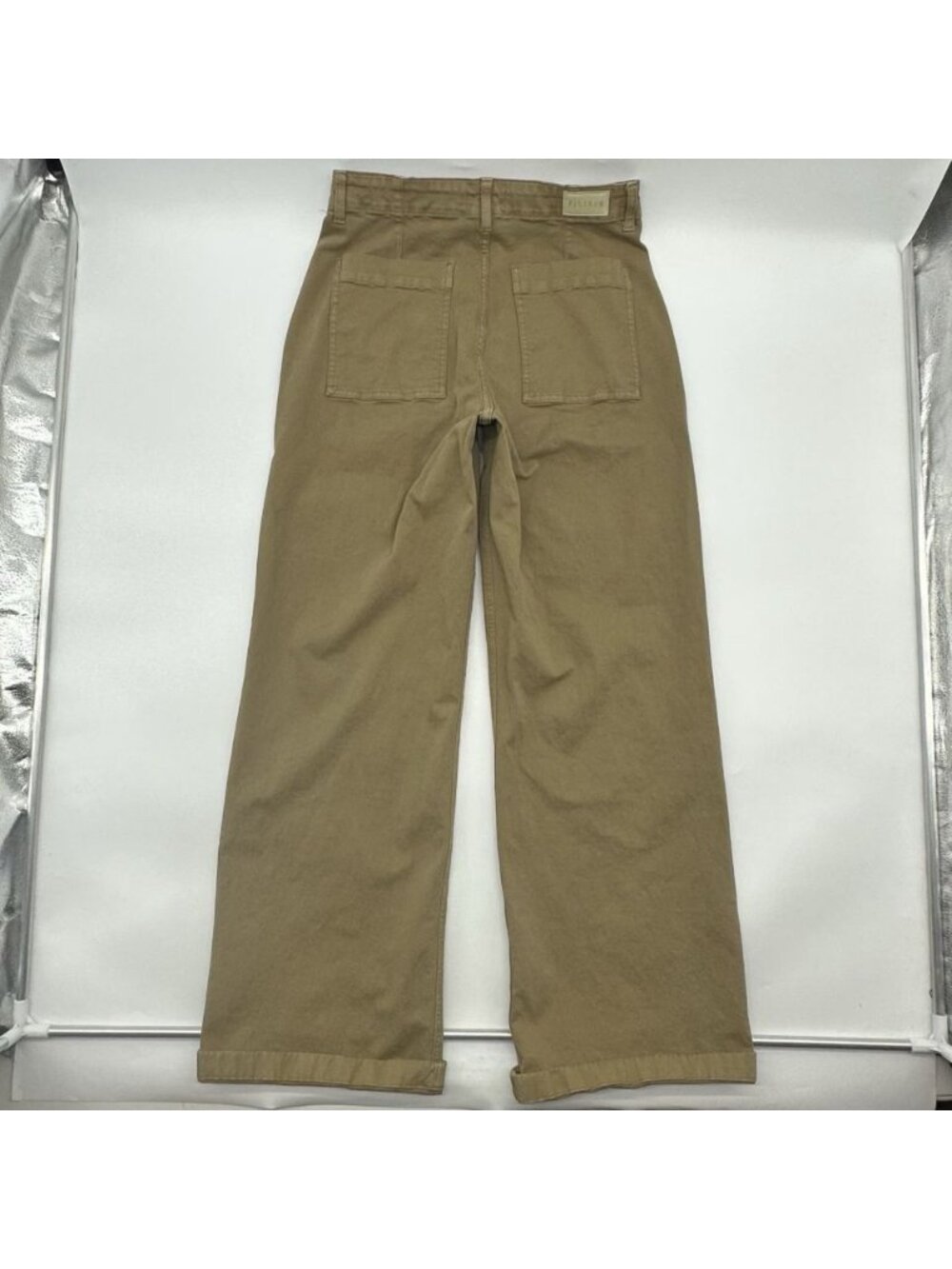 Pistola Women's Size 29 Khaki Stretch High Rise Wide Leg Cuffed Utility Pants - Picture 8 of 11